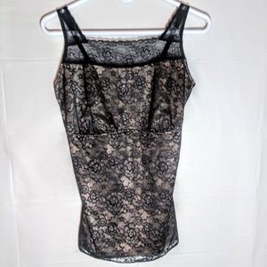 Black Lace & Tan Shapewear Camisole 2XL